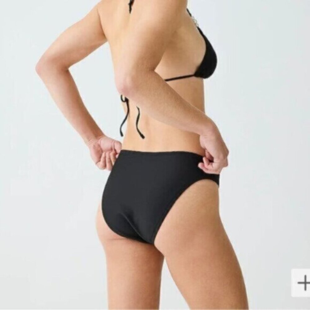 NWT J.Crew Women's Black Ribbed High Rise Cheeky Bikini Bottom Size 2X